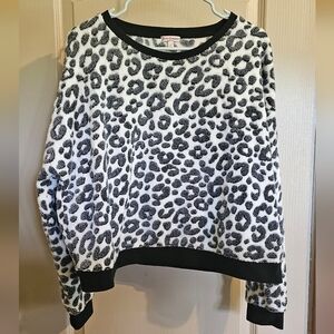 Juicy Couture White Cheetah Print Super Soft Pullover Sweater Size Large